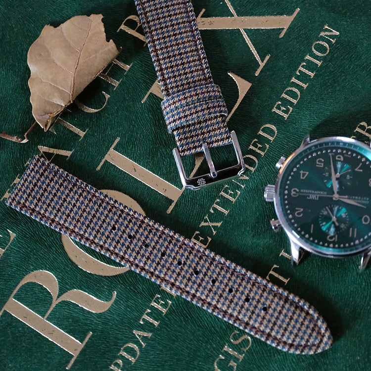 Dark Green and Brown Houndstooth Watch Strap