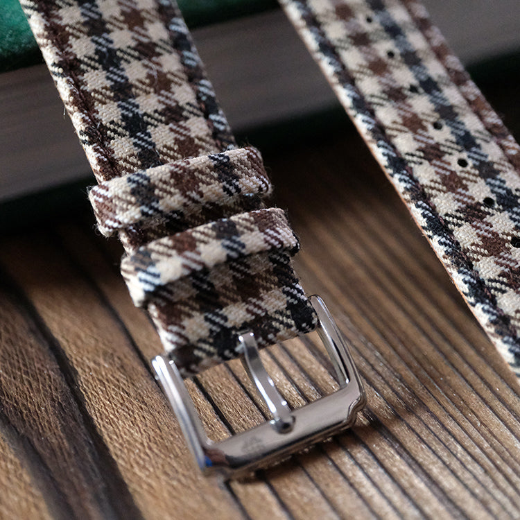 Khaki and Black Windowpane Watch Strap
