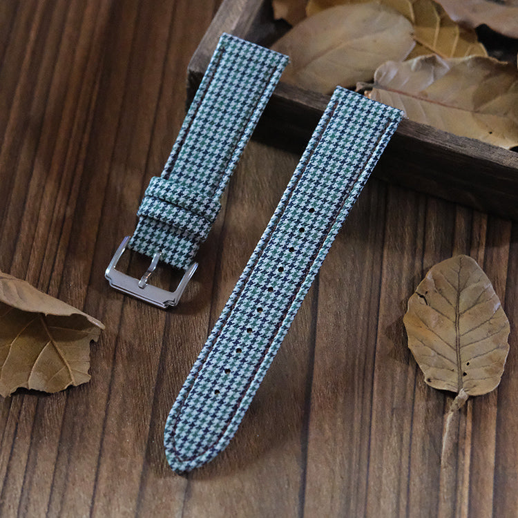 Olive Country Tweed Houndstooth Strap