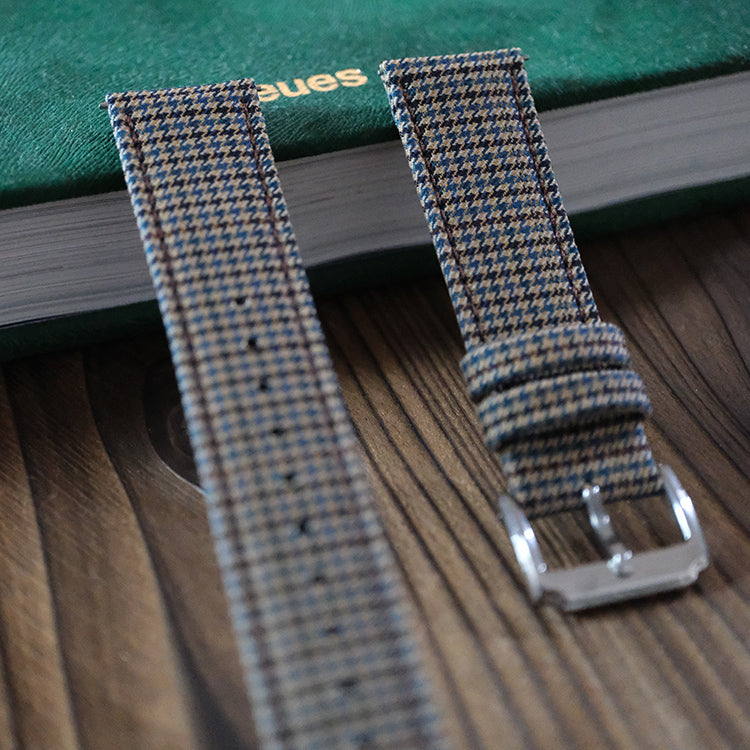 Dark Green and Brown Houndstooth Watch Strap