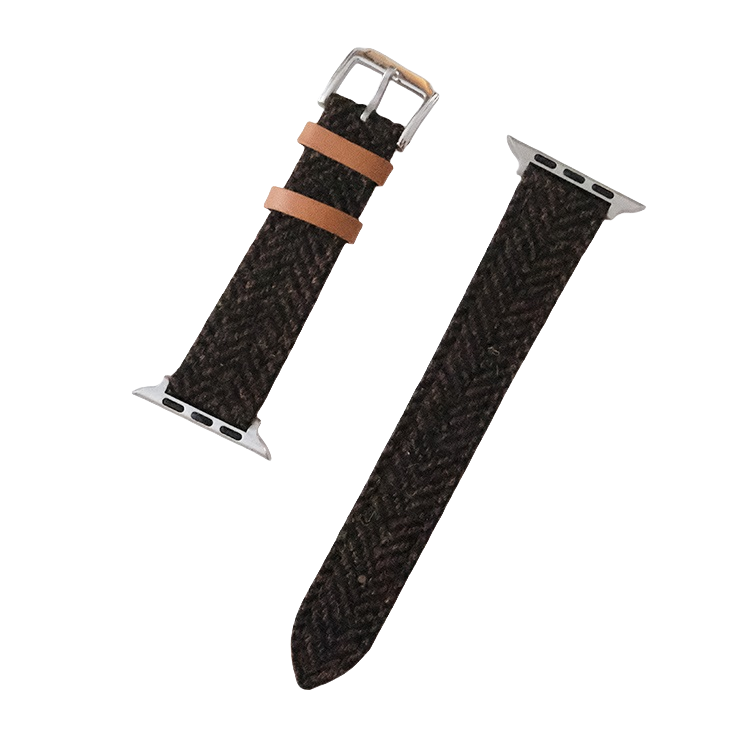 (Tweed Collection) Brown Herringbone Apple Strap