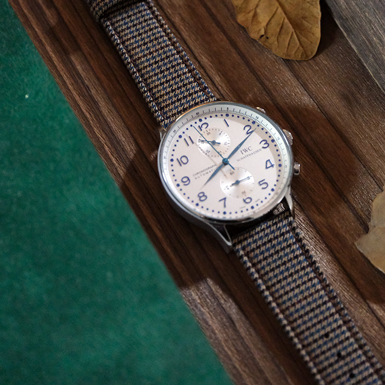 Dark Green and Brown Houndstooth Watch Strap