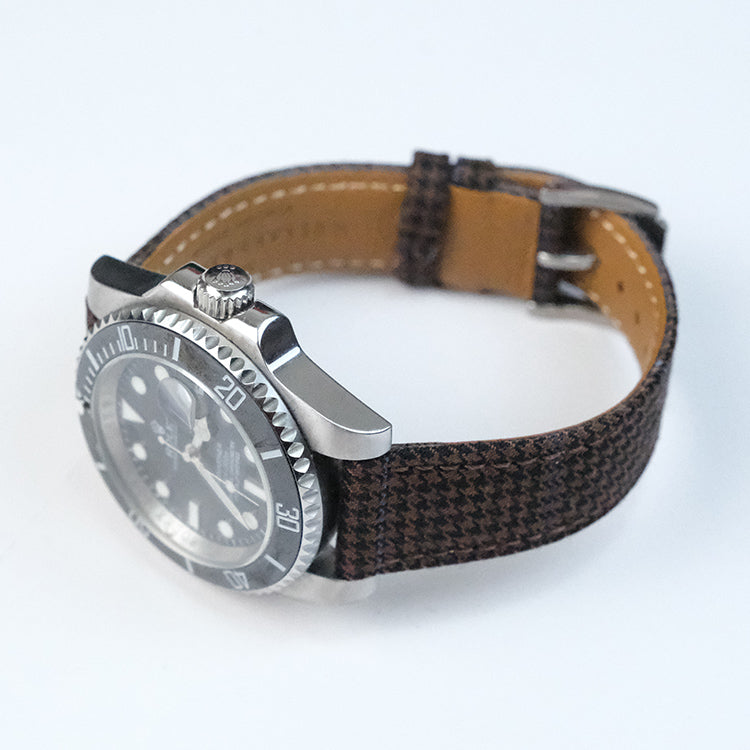(New In)Brown and Blue Striped Houndstooth Wool Bands