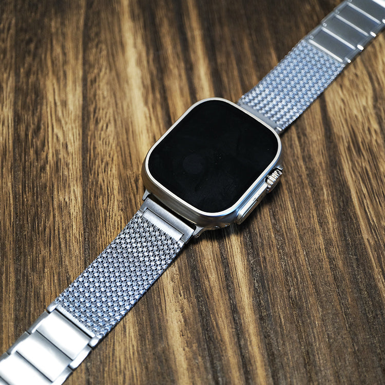 Silver Steel Magnetic Clasp Chain Watch Strap