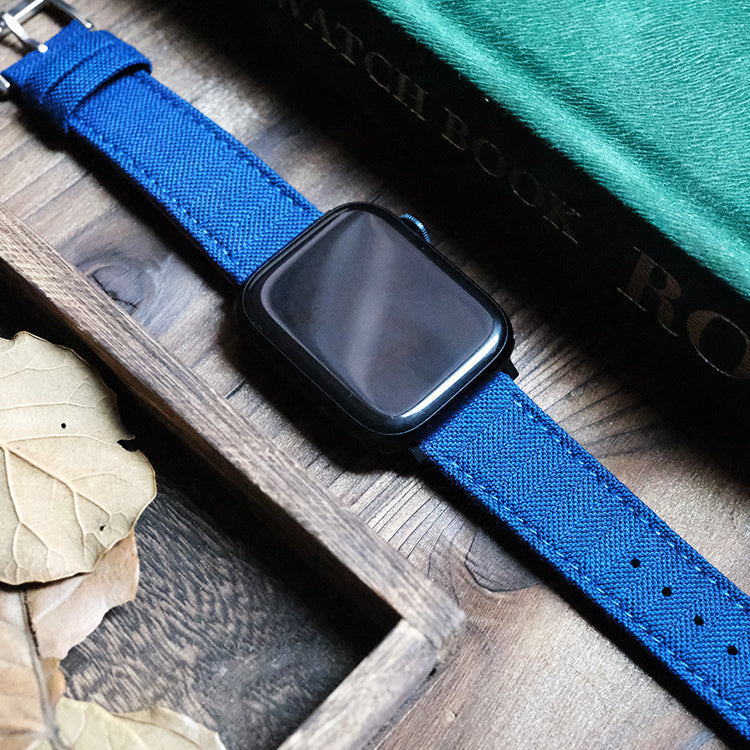 Navy Blue Herringbone Watch Bands