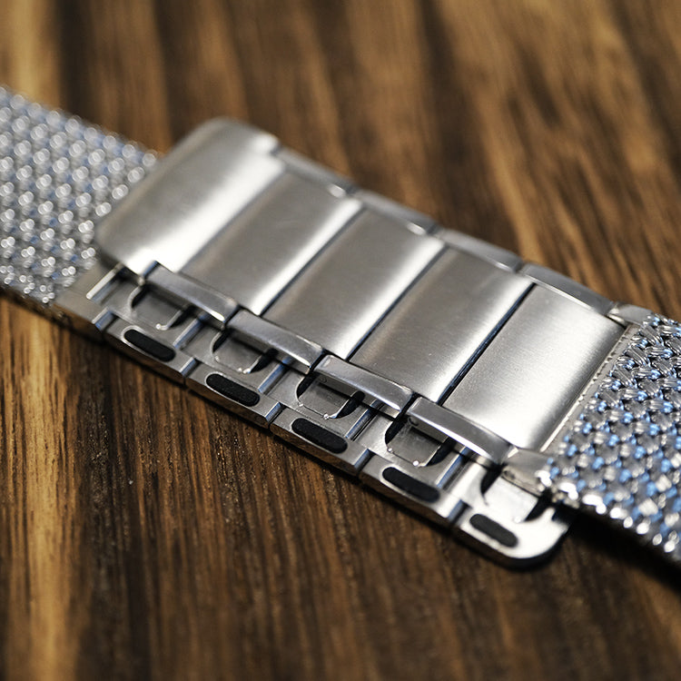 Silver Steel Magnetic Clasp Chain Watch Strap