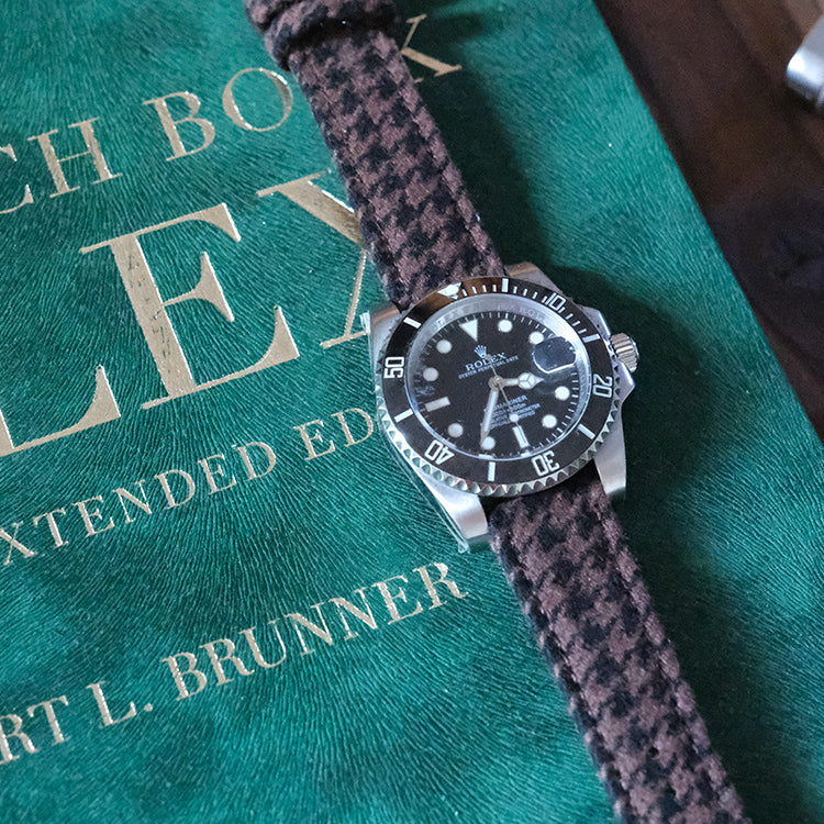 Brown Flannel Houndstooth Wool Strap