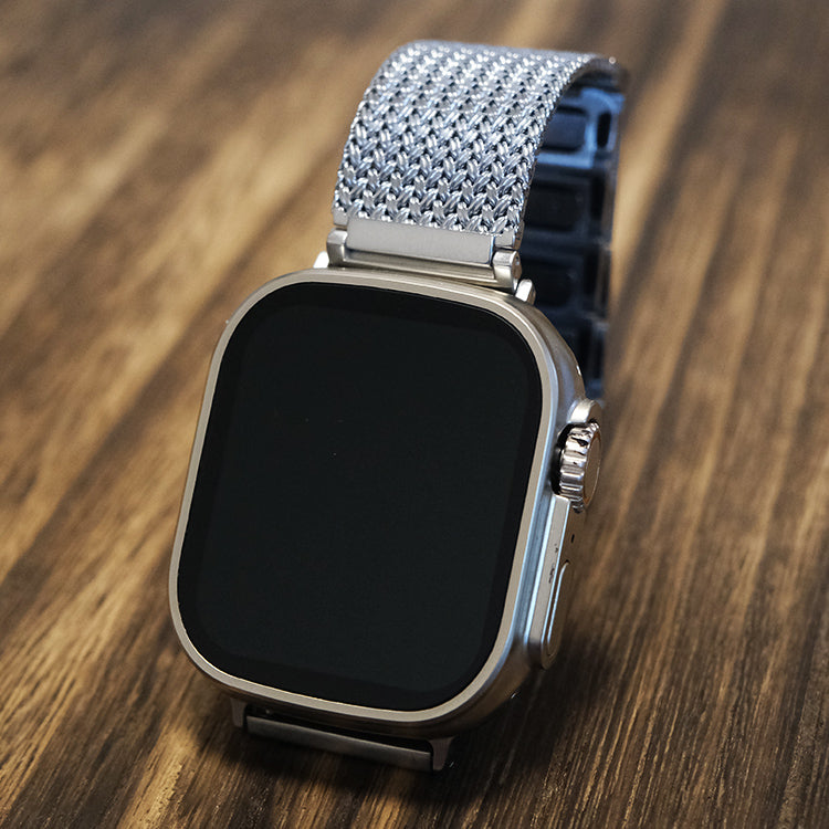Silver Steel Magnetic Clasp Chain Watch Strap