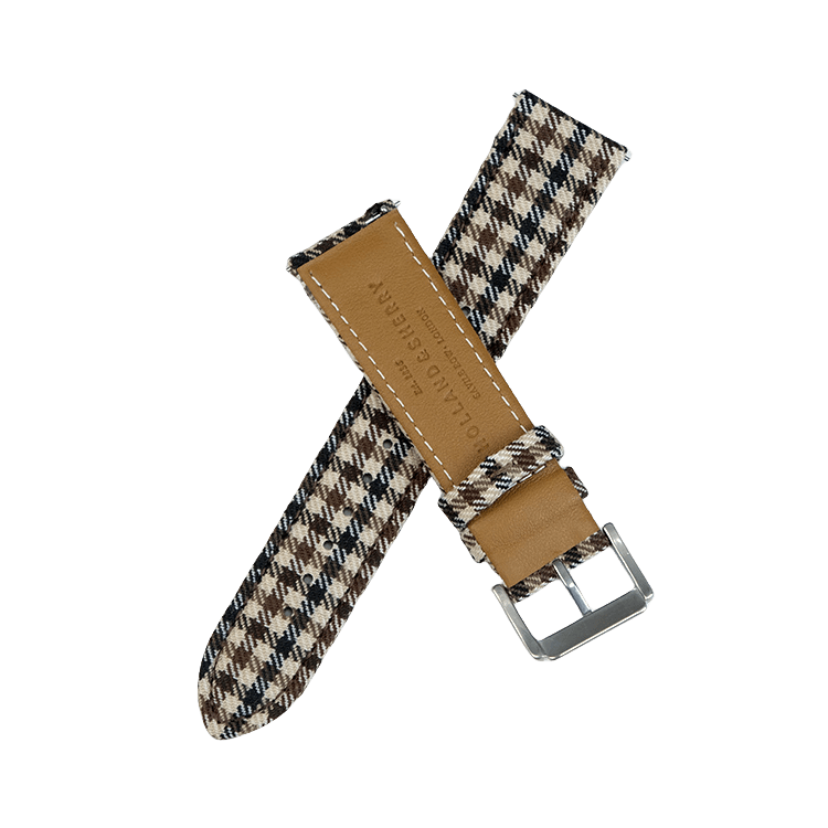 Khaki and Black Windowpane Watch Strap