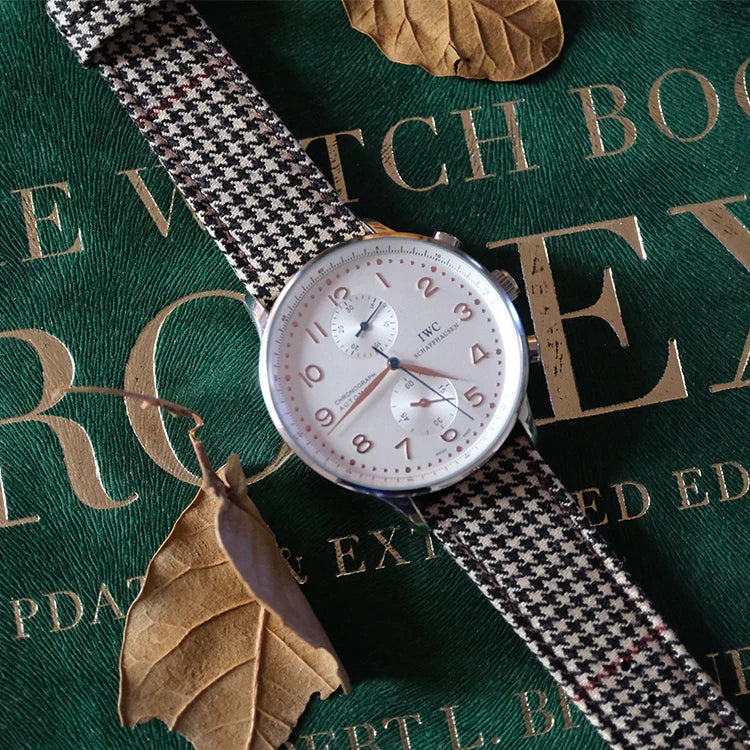 (Bespoke Item) Light Brown & Red Royal VV150 Houndstooth Strap
