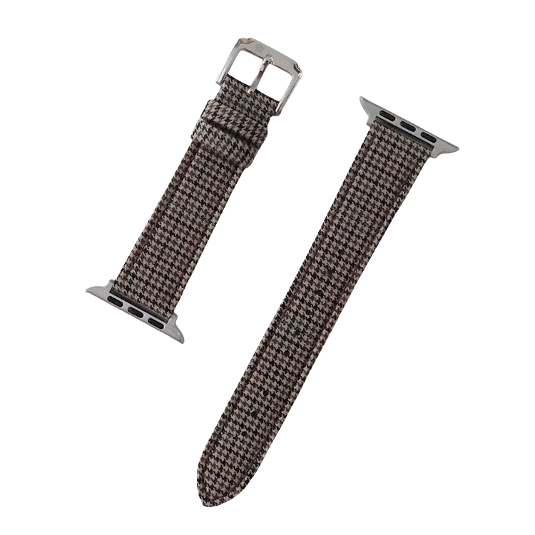 Light Brown and Black Houndstooth Wool Watchband