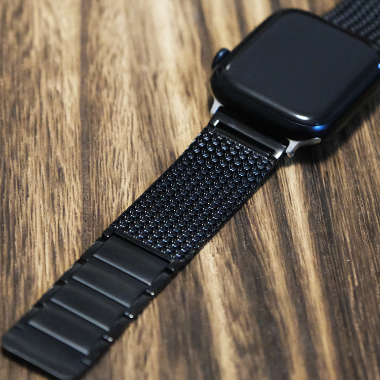 Black Steel Magnetic Clasp Chain Watch Strap