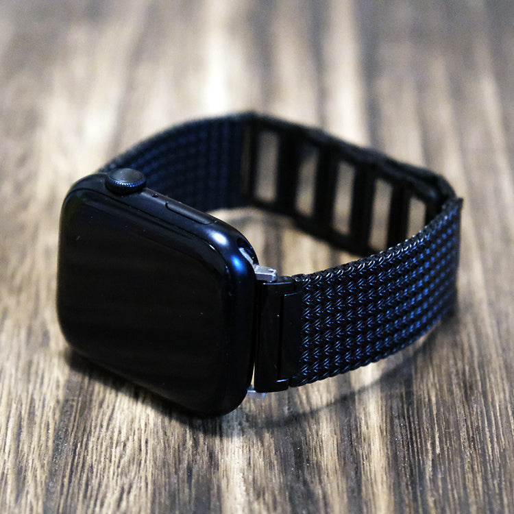 Black Steel Magnetic Clasp Chain Watch Strap