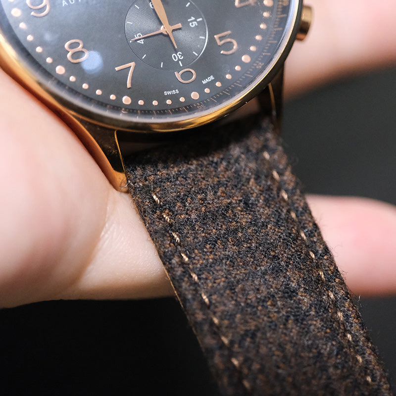 (Flannel Collection) Dark Brown Flannel Watch Strap