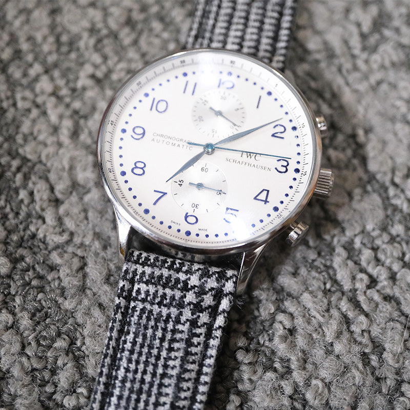 Black and White Prince Plaid Watch Strap