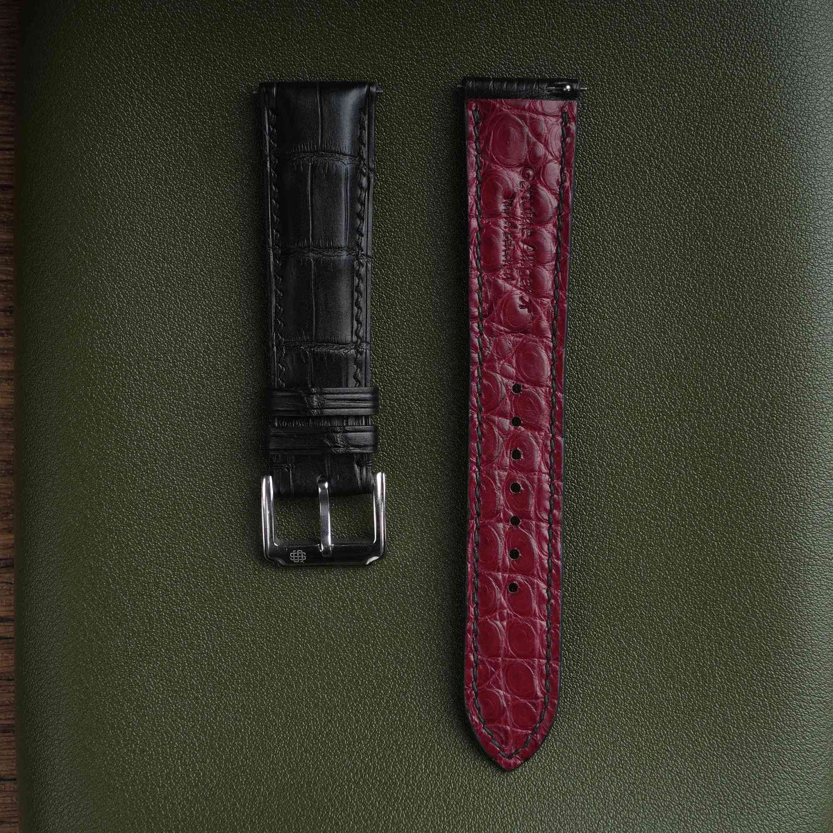 【Mississippi Alligator】Double-side Matte Black Belly Prestige Strap - AB001