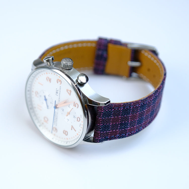 Maroon And Navy Micro Block Check Watch Band