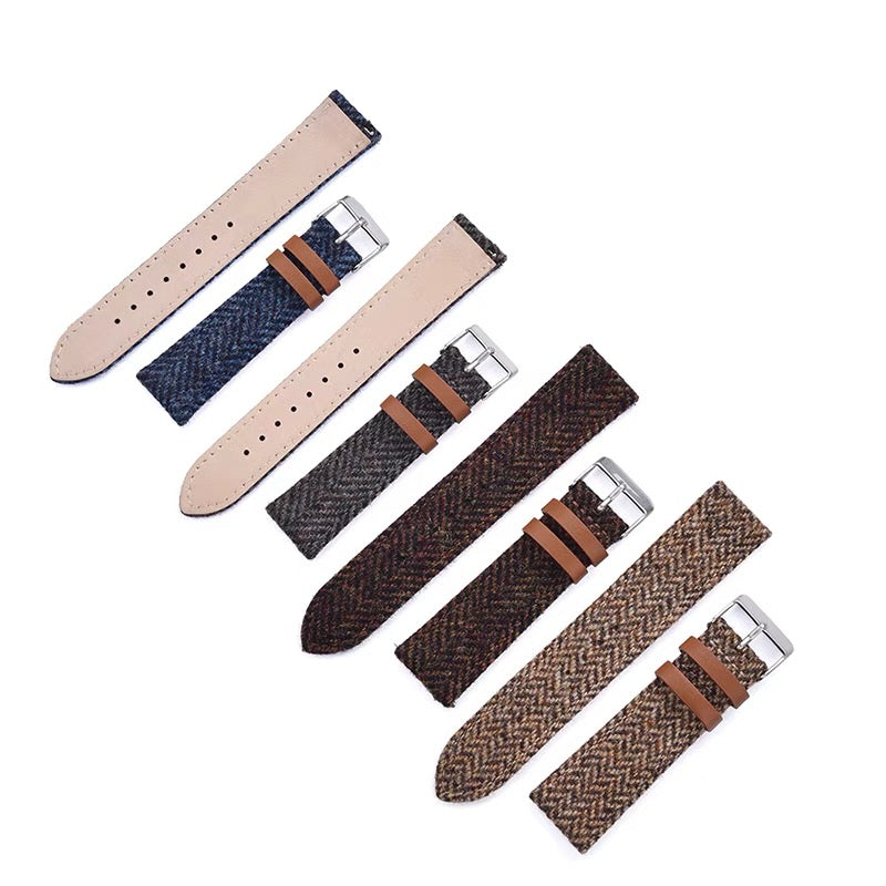 (Tweed Collection) Khaki Herringbone Watch Strap