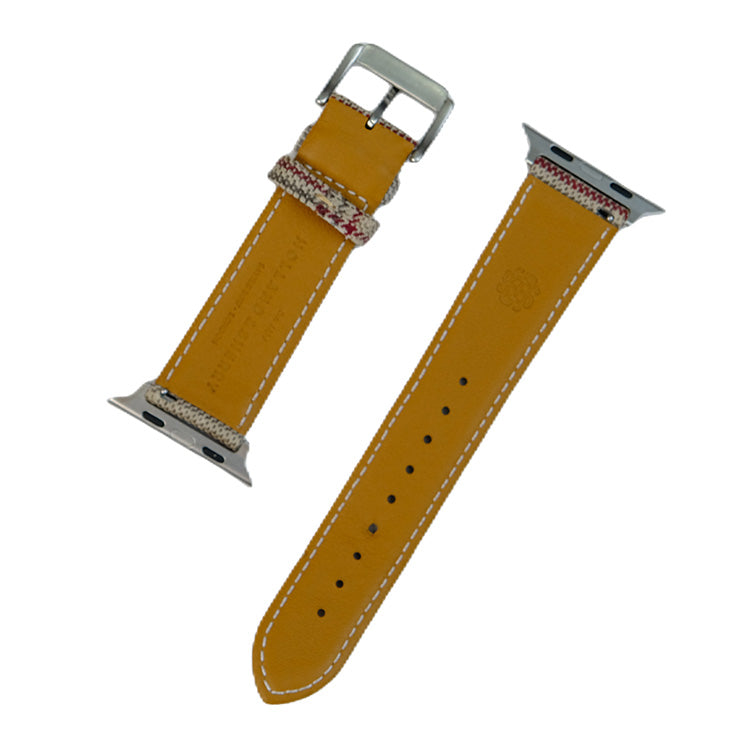 Beige and Red Striped Watch Band