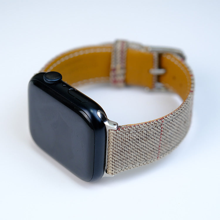 Beige and Red Striped Watch Band