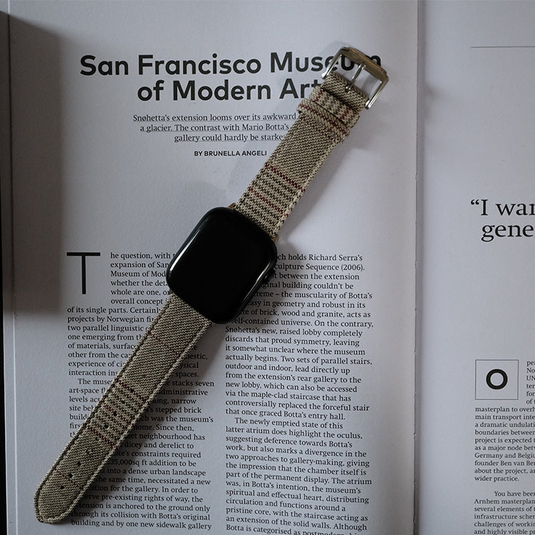 Beige and Red Striped Watch Band