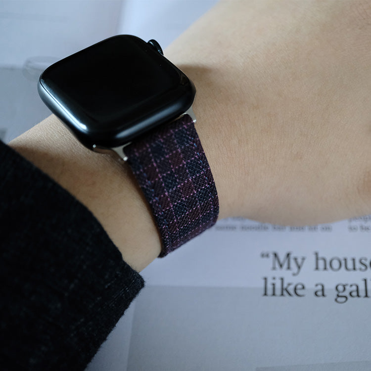 Maroon & Navy Micro Block Check Apple Strap
