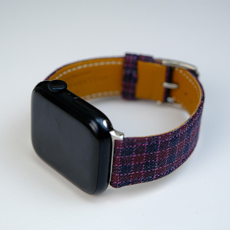 Maroon & Navy Micro Block Check Apple Strap