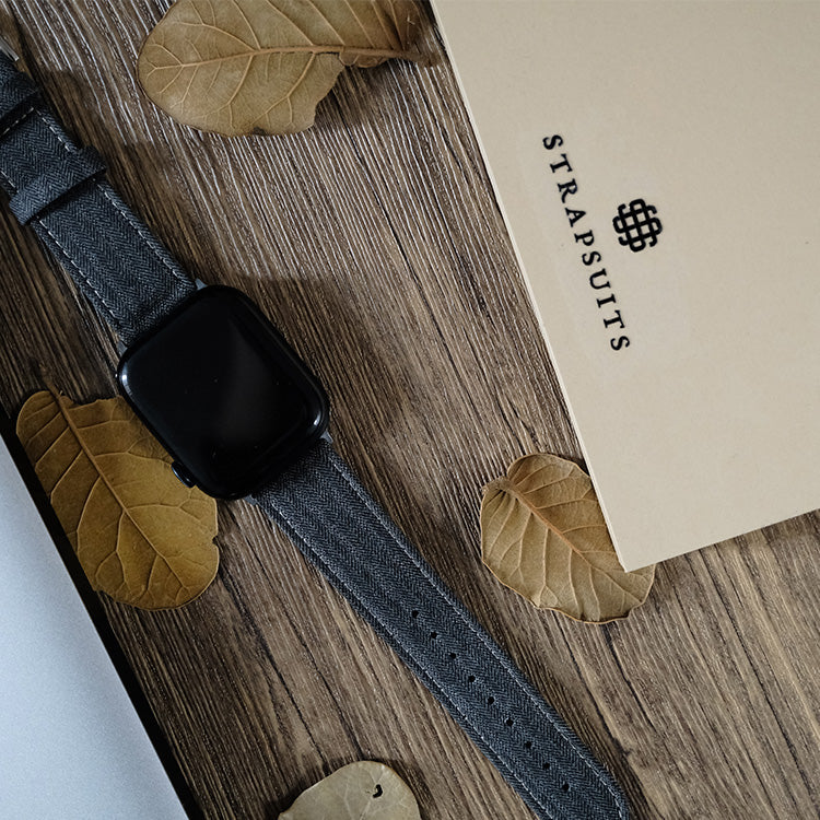 Dark Grey Cambridge Herringbone Apple Strap