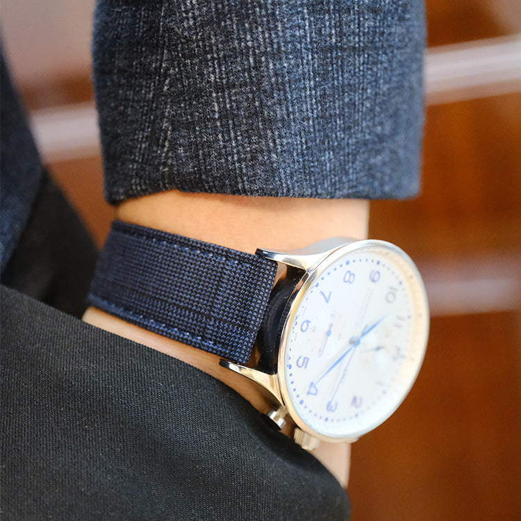 Navy Nailhead With Windowpane Watch Band