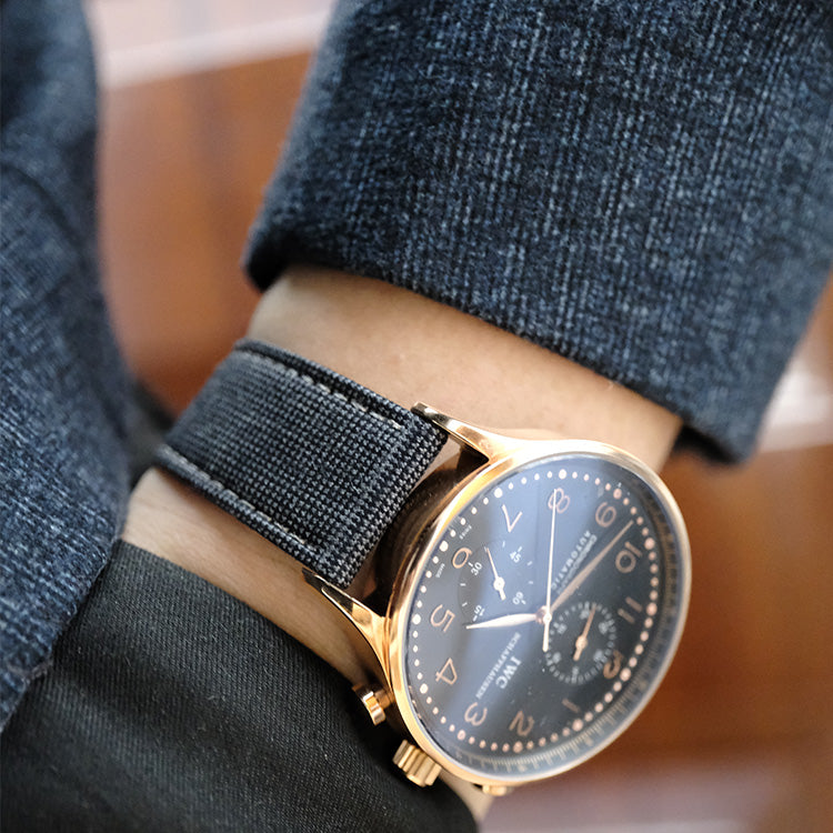 Dark Grey Nailhead With Windowpane Watch Band