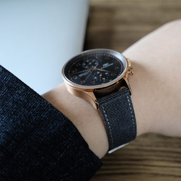 Dark Grey Nailhead With Windowpane Watch Band