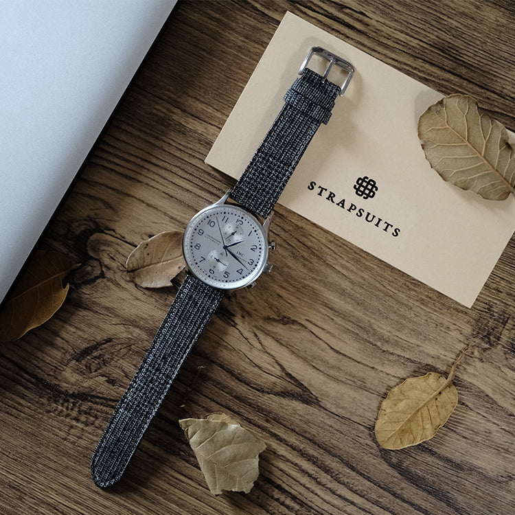 Dark Grey Fancy Split Matt Check Strap