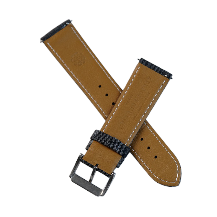 Mid Grey and Blue Double Windowpane Watch Band