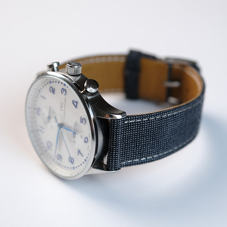 Dark Grey Nailhead With Windowpane Watch Band