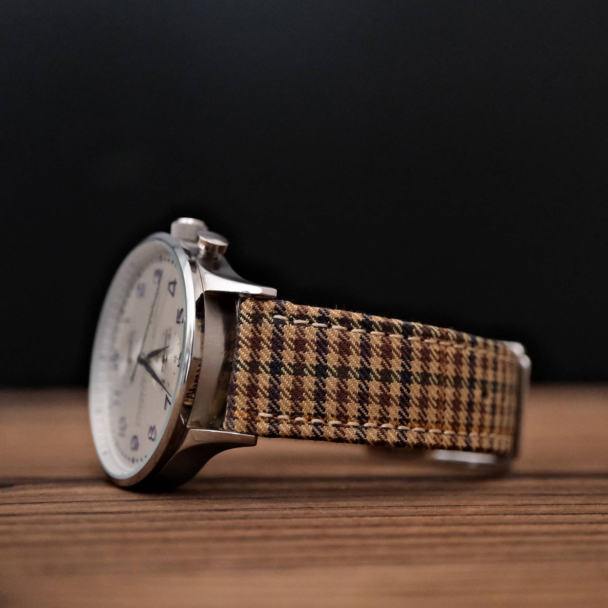 Khaki Windowpane Wool Strap