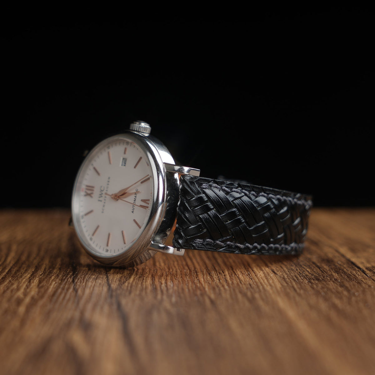 Treccia Black Italian Calfskin Strap