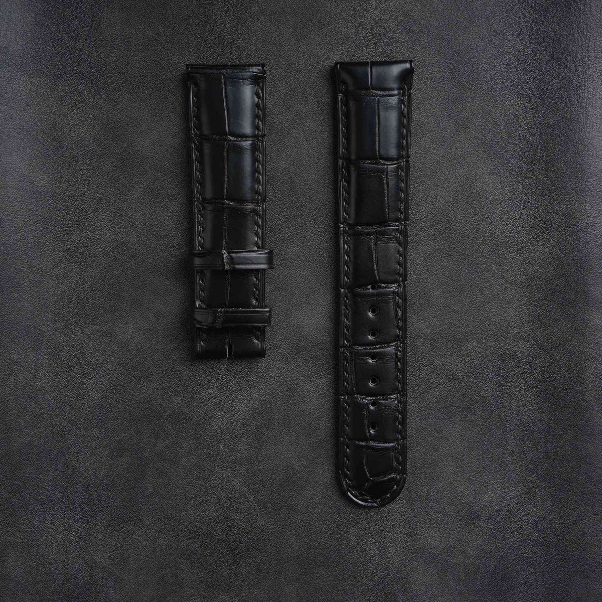 【Mississippi Alligator】Matte Black Belly Prestige Watch Strap - AB001