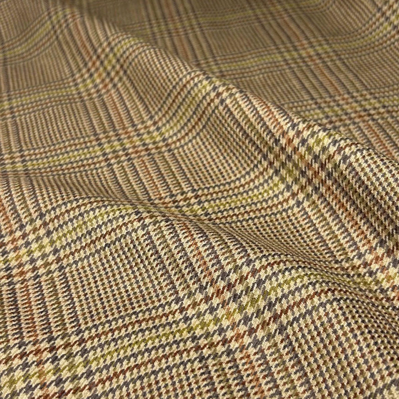 (Bespoke) Brown-Yellow Prince of Wales Check Waistcoat Fabric
