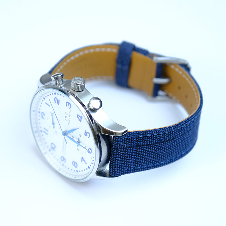 Navy Nailhead With Windowpane Watch Band