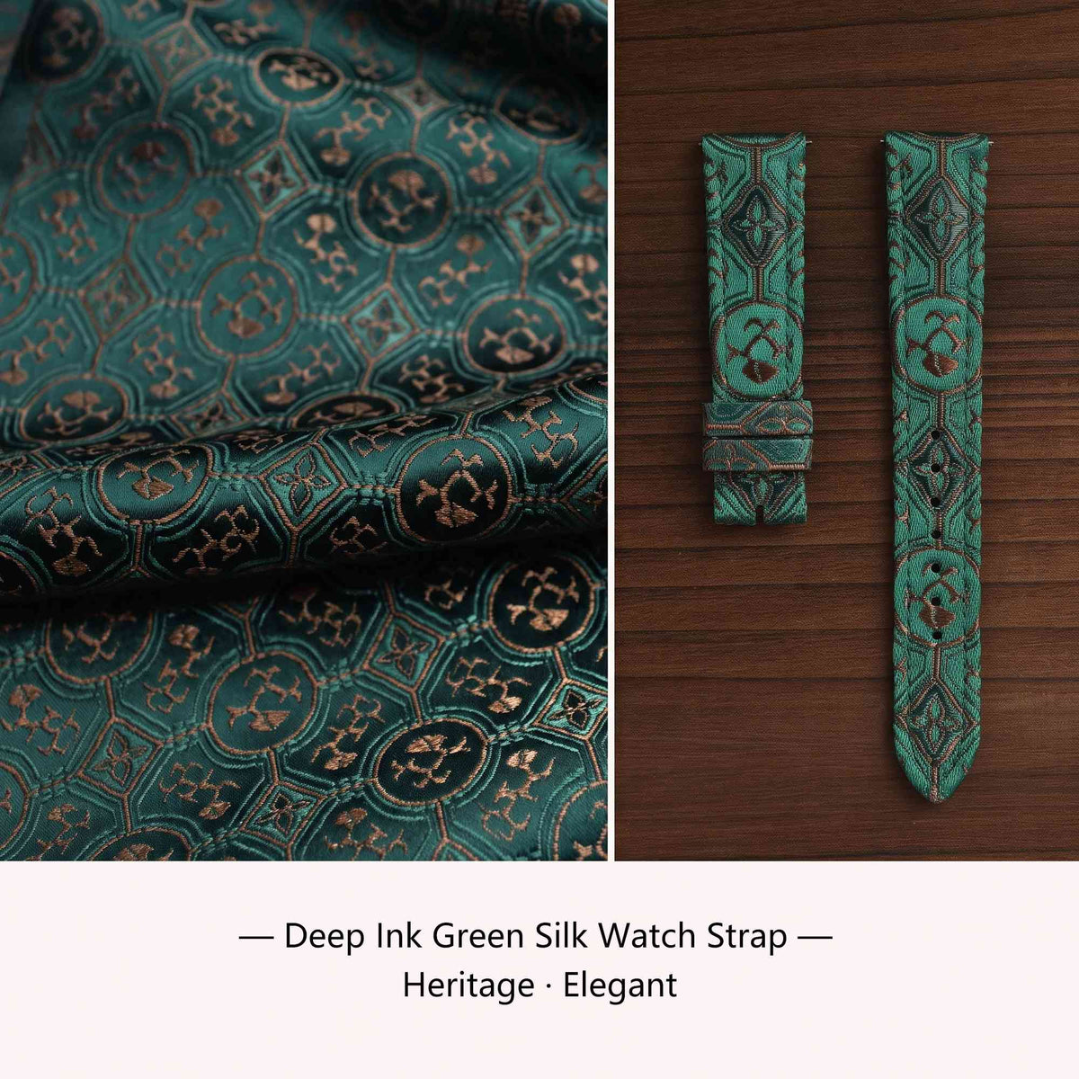(Bespoke) Deep Ink Green Silk Watch Strap- SK01
