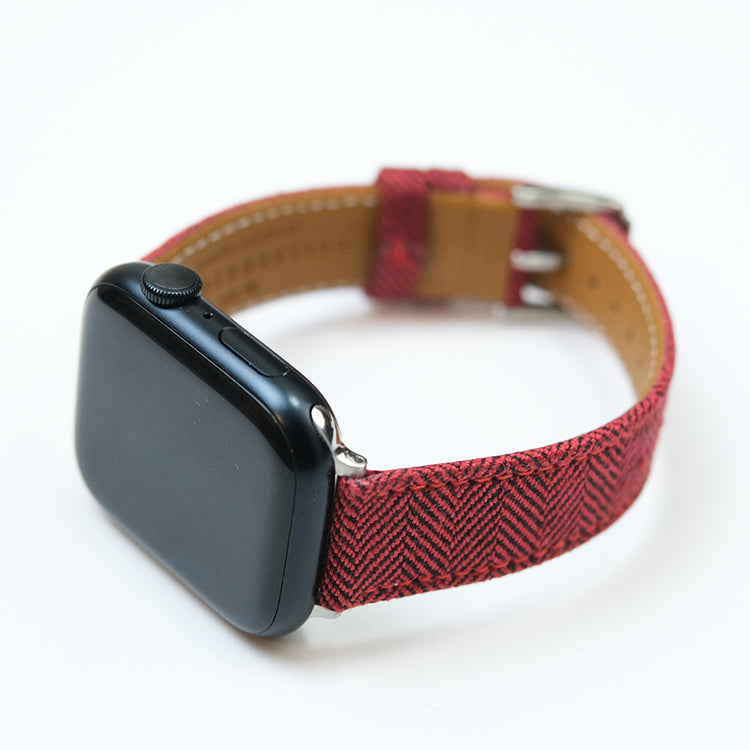 Red Herringbone Watch Band
