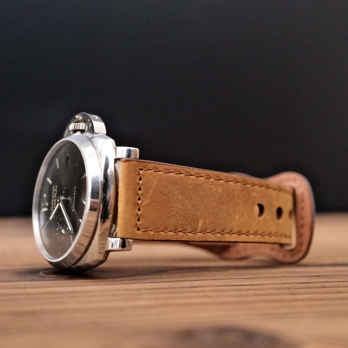 Luxury Vintage Brown Italian Calf Leather Strap with Button