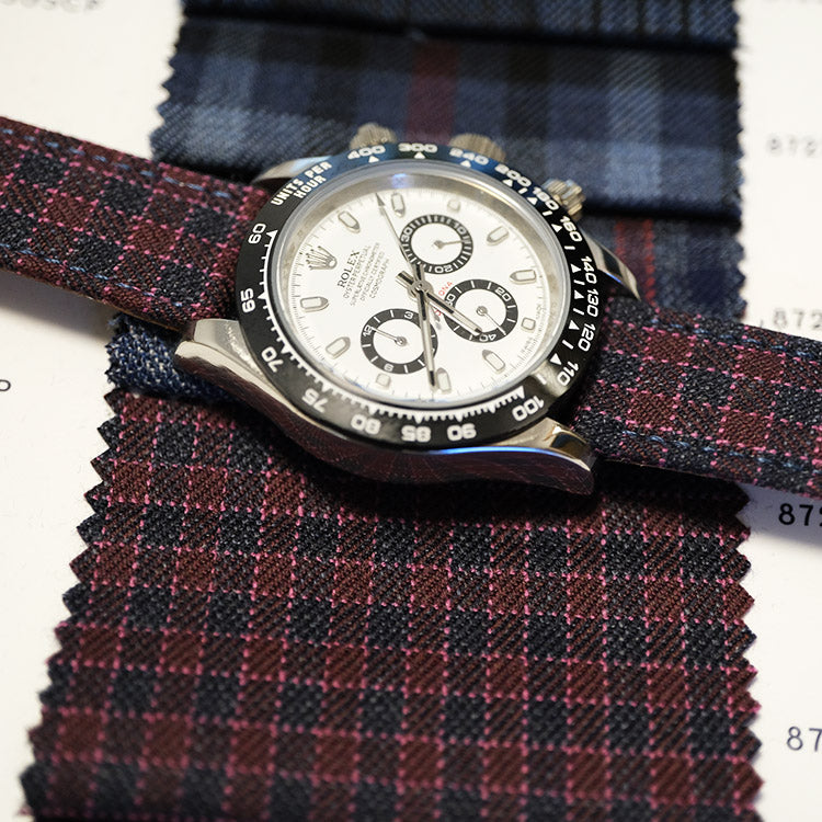 Maroon And Navy Micro Block Check Watch Band