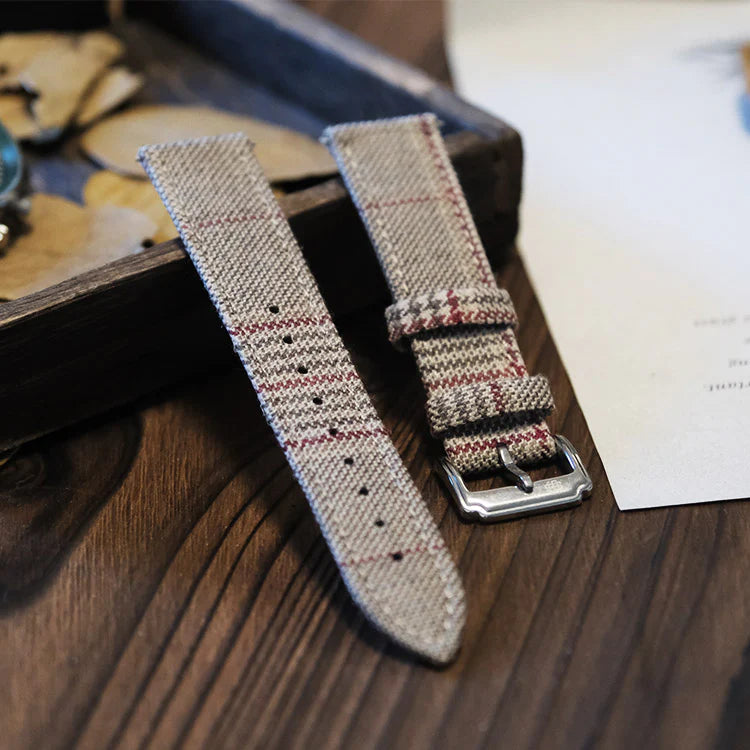 (Bespoke Item) Beige & Red British Royal I Strap