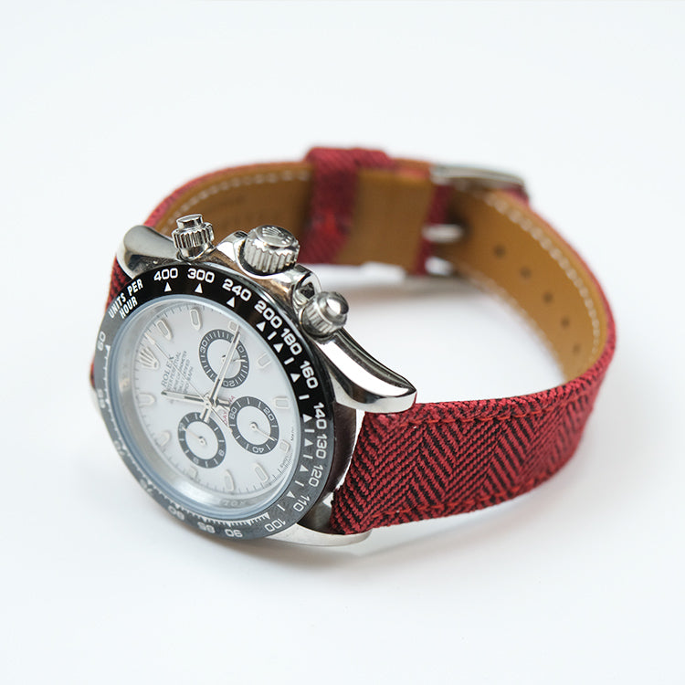 Red Herringbone Watch Band