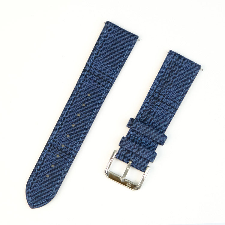 Navy Hairline Plaid Fancy Watch Band