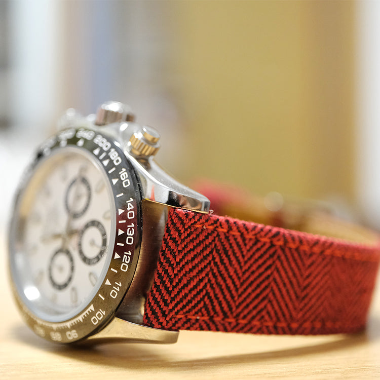Red Herringbone Watch Band