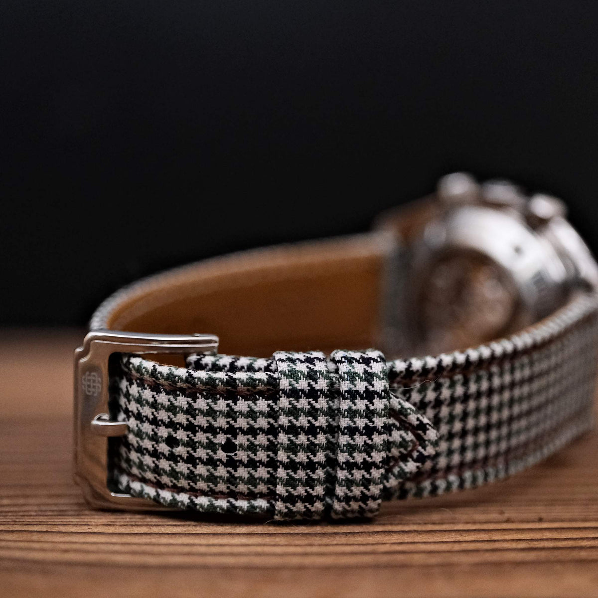 Olive Country Tweed Houndstooth Strap