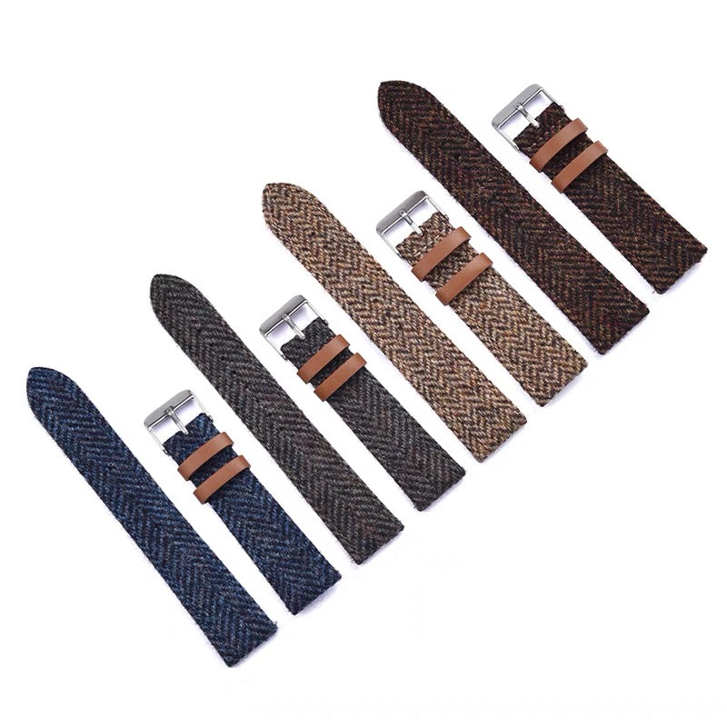 (Tweed Collection) Army Green Herringbone watch strap (Halloween special promotion)