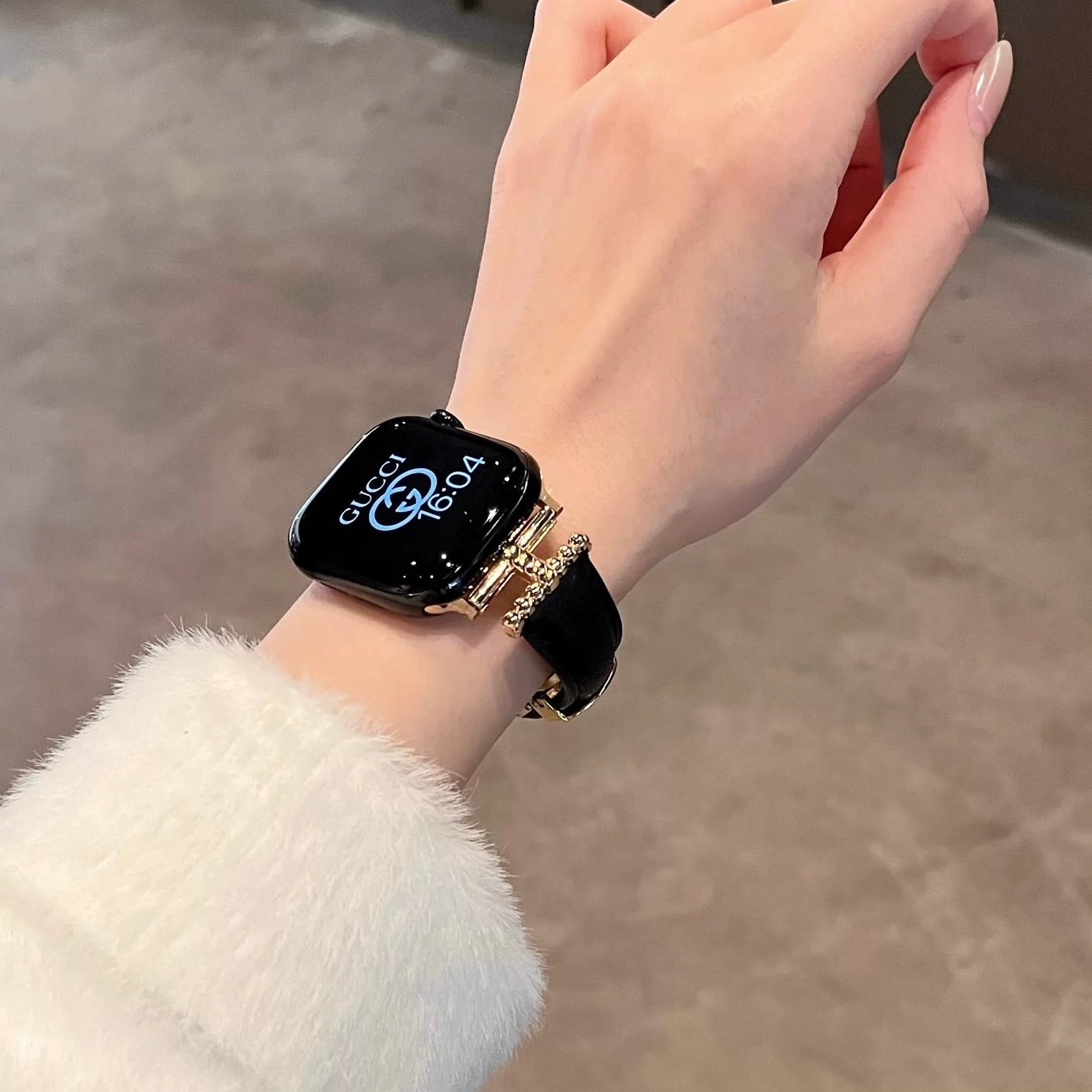 Baguette Butterfly Buckle Leather Apple Watch Strap